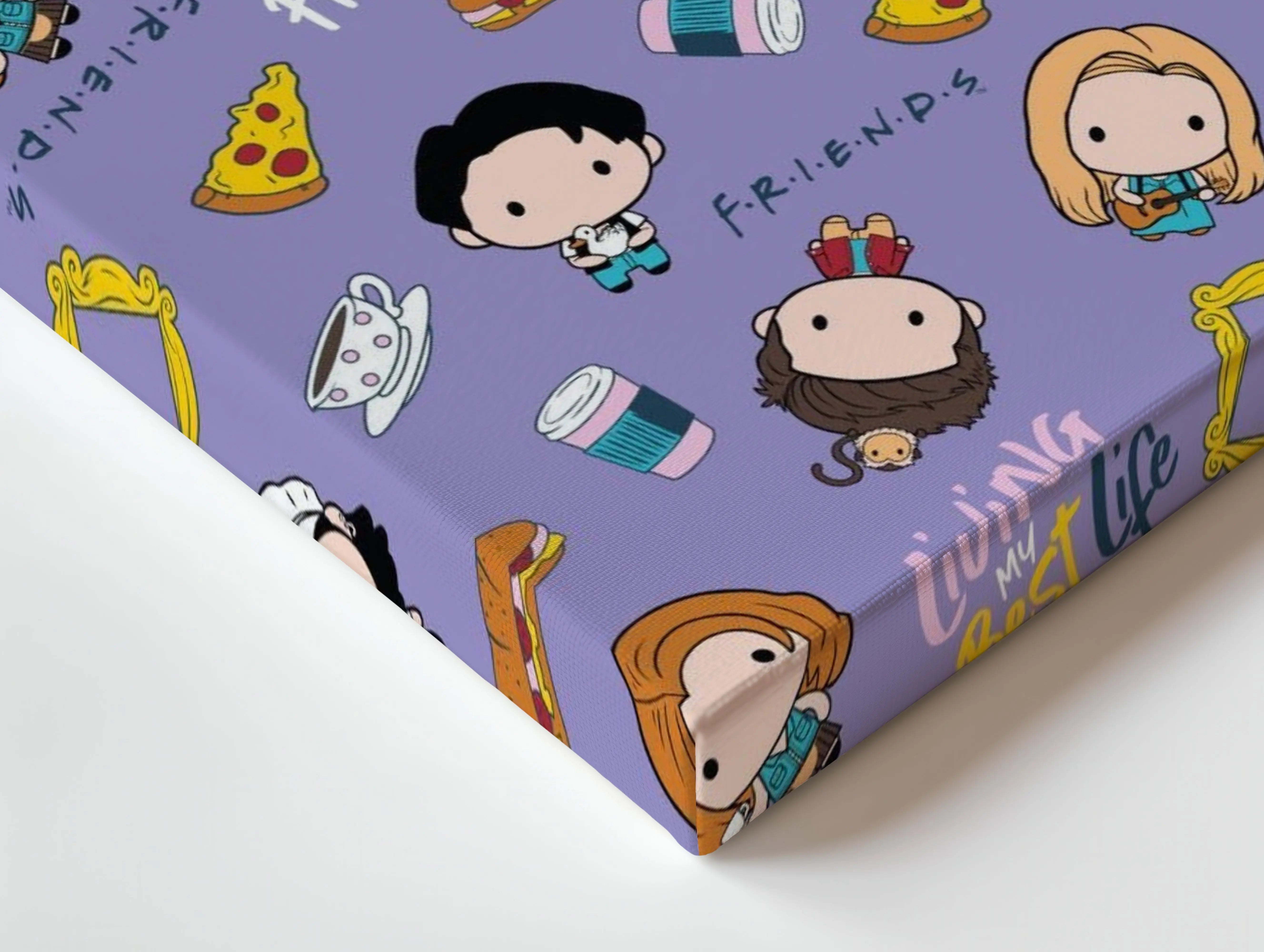 Friends Cartoon Pattern Wall Art – Cute Sitcom Canvas Frame | Friends Aesthetic Poster Pakistan | IBRELIA™ IBRELIA