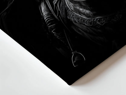 Dark Warrior Wall Art – Viking Rider Canvas Frame | Black Aesthetic Horse Poster Pakistan | IBRELIA™ IBRELIA