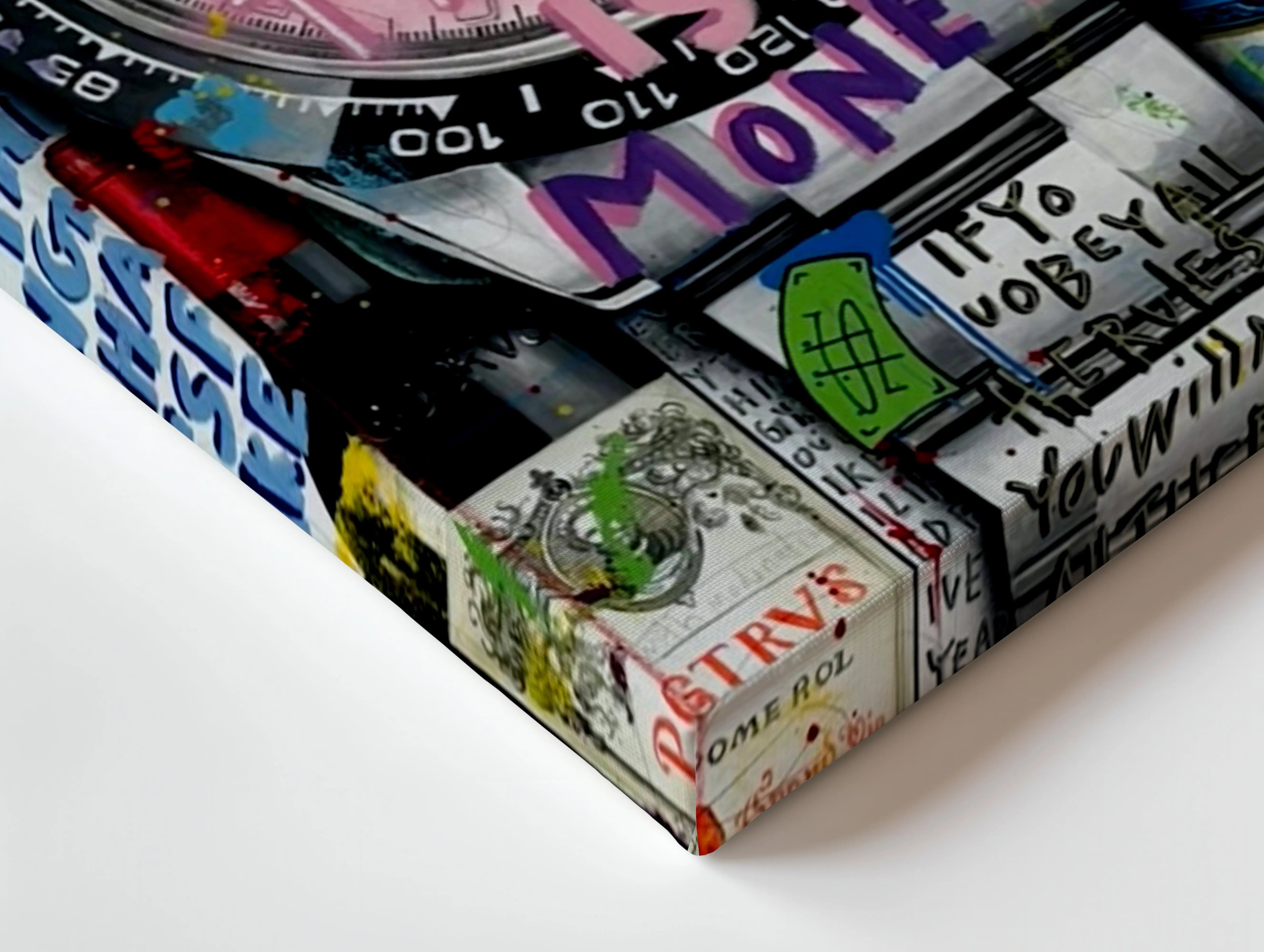 Luxury Watch Graffiti Wall Art – Rolex Inspired Street Art Poster | Time Is Money Canvas Frame Pakistan | IBRELIA™ IBRELIA