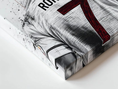 Cristiano Ronaldo No.7 Jersey Wall Art – CR7 Back View Canvas Frame | Ronaldo Football Poster Pakistan | IBRELIA™ IBRELIA