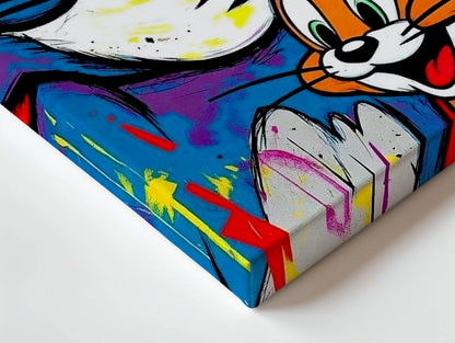 Tom & Jerry Pop Art Wall Art – Colorful Cartoon Canvas Frame | Street Style Cartoon Poster Pakistan | IBRELIA™ IBRELIA