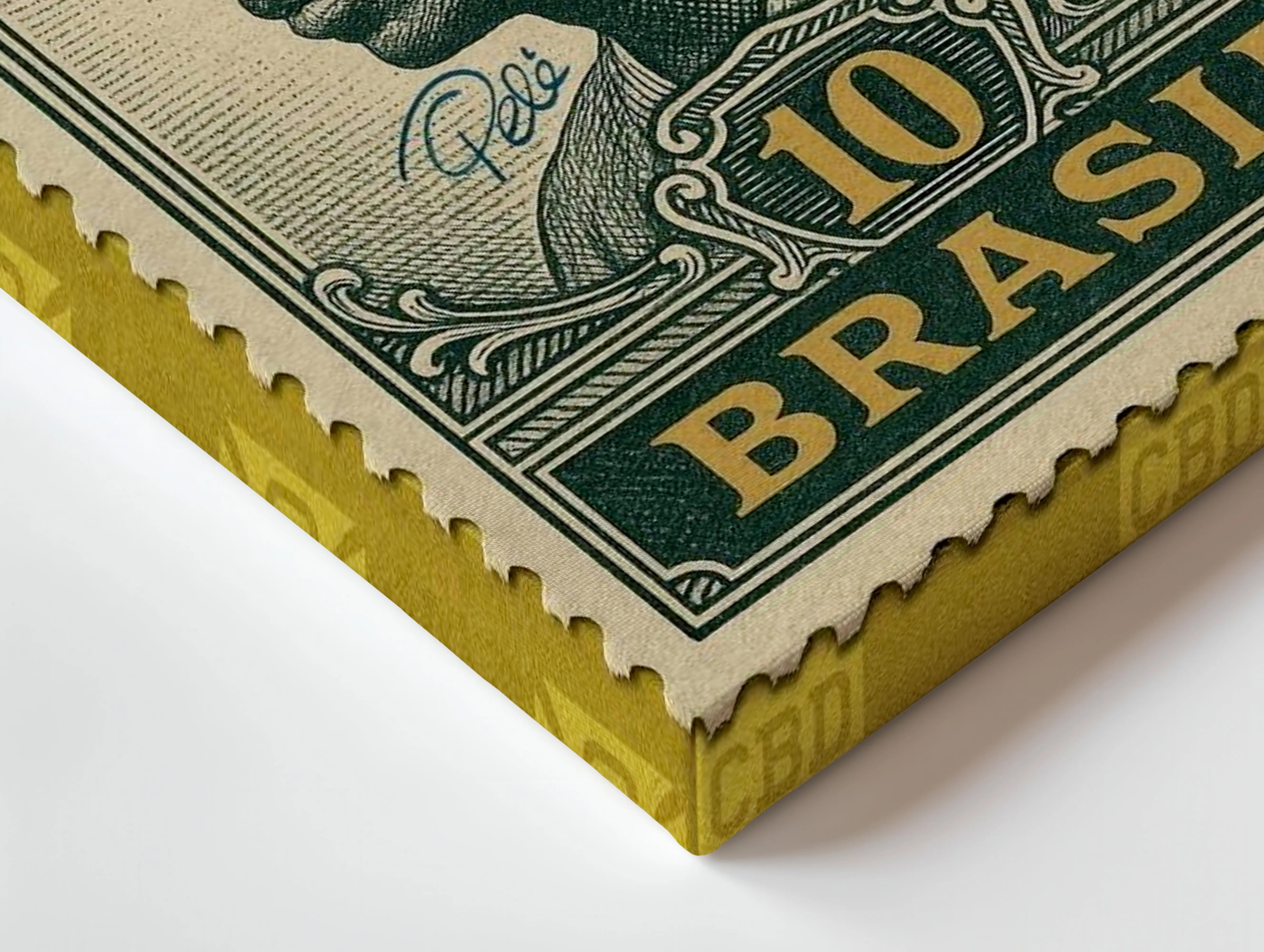 Pelé Vintage Stamp Wall Art – Brazil Football Legend Canvas Frame | Classic Sports Poster Pakistan | IBRELIA™ IBRELIA
