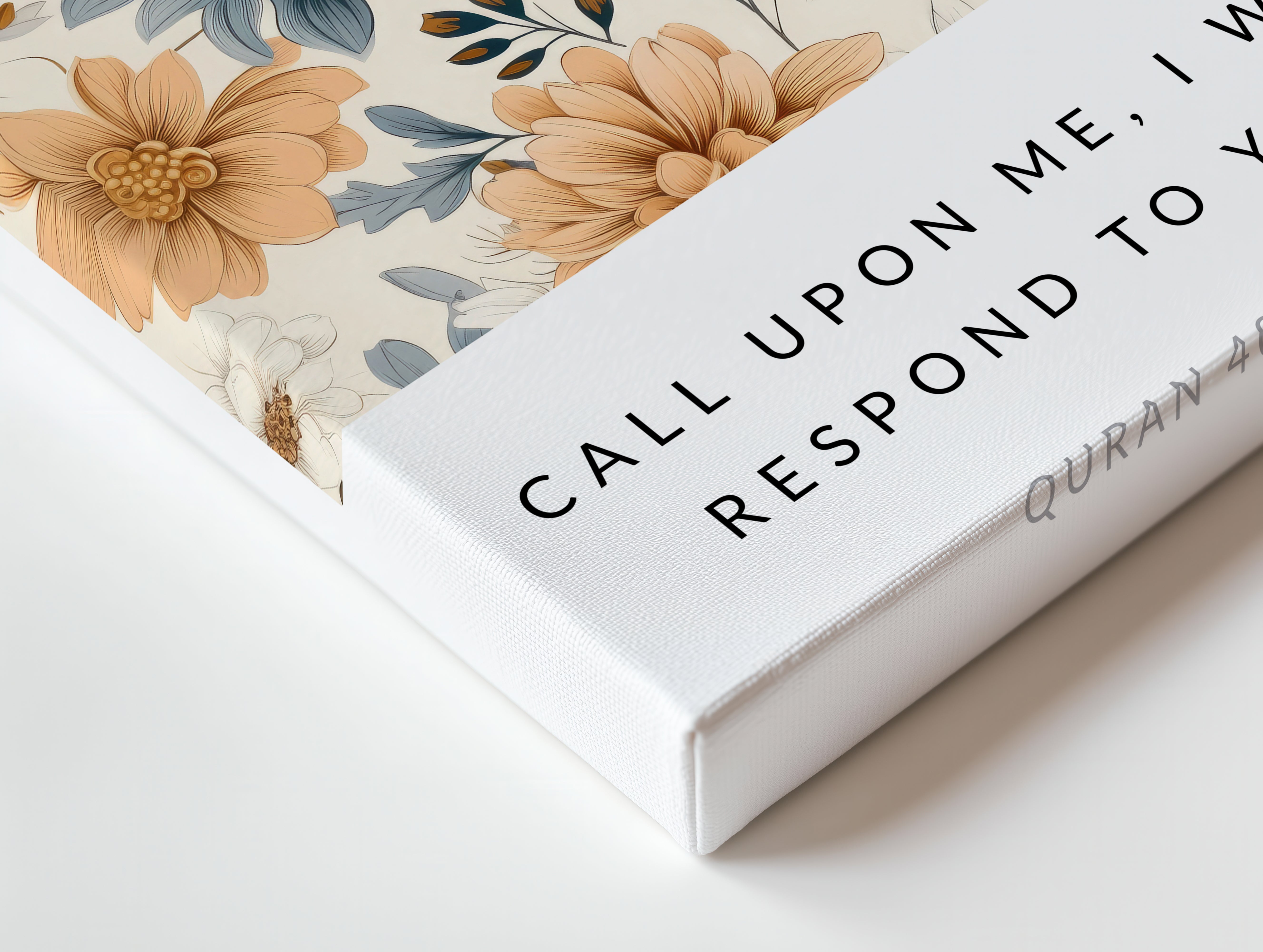 Call Upon Me Quran 40:60 Islamic Wall Art – Floral Botanical Design | 4K Ultra Wrap Frame Wall Art in Pakistan | IBRELIA™