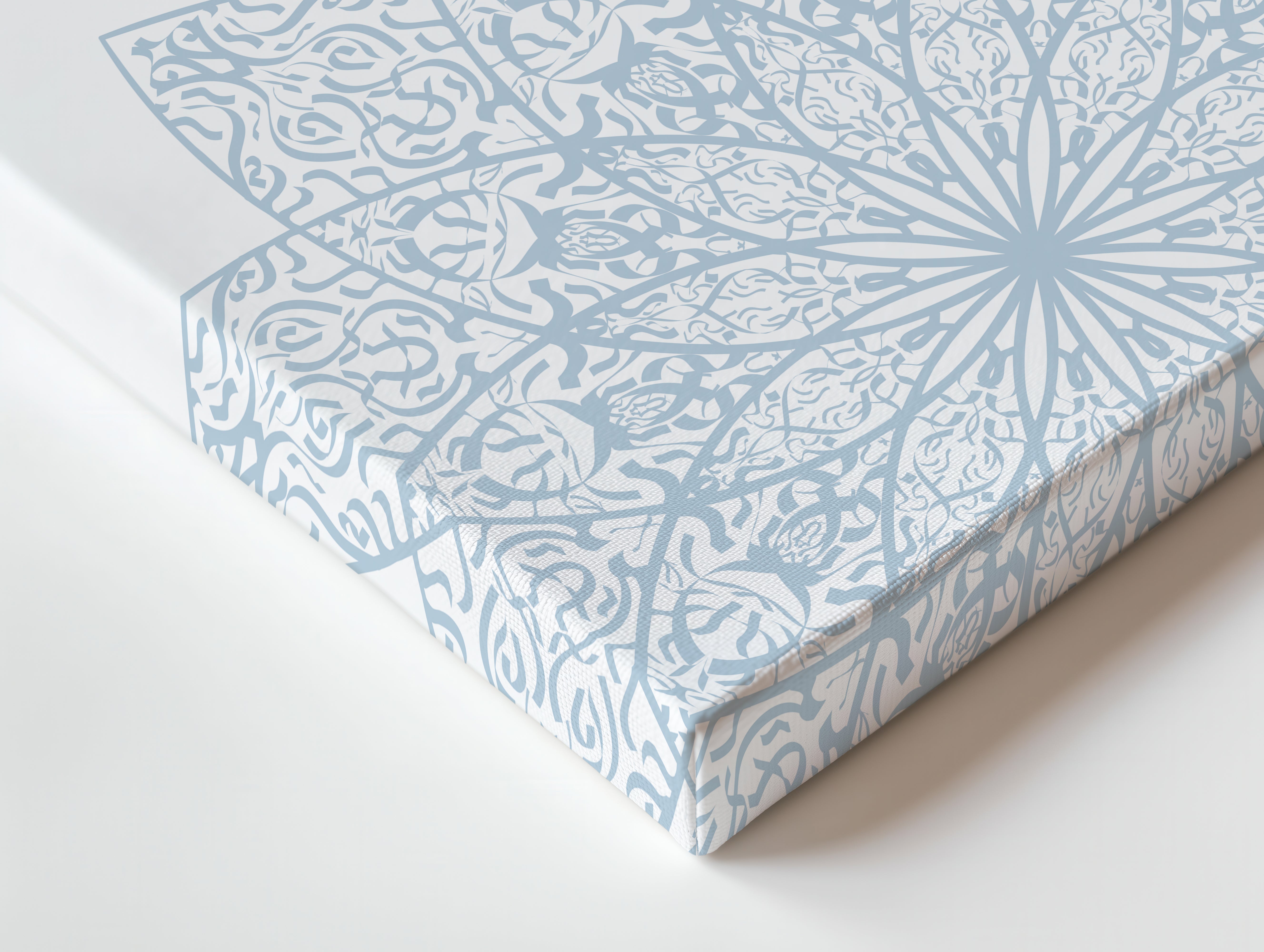 Start With Bismillah Islamic Wall Art – Soft Blue Mandala Design | 4K Ultra Wrap Frame Wall Art in Pakistan | IBRELIA™