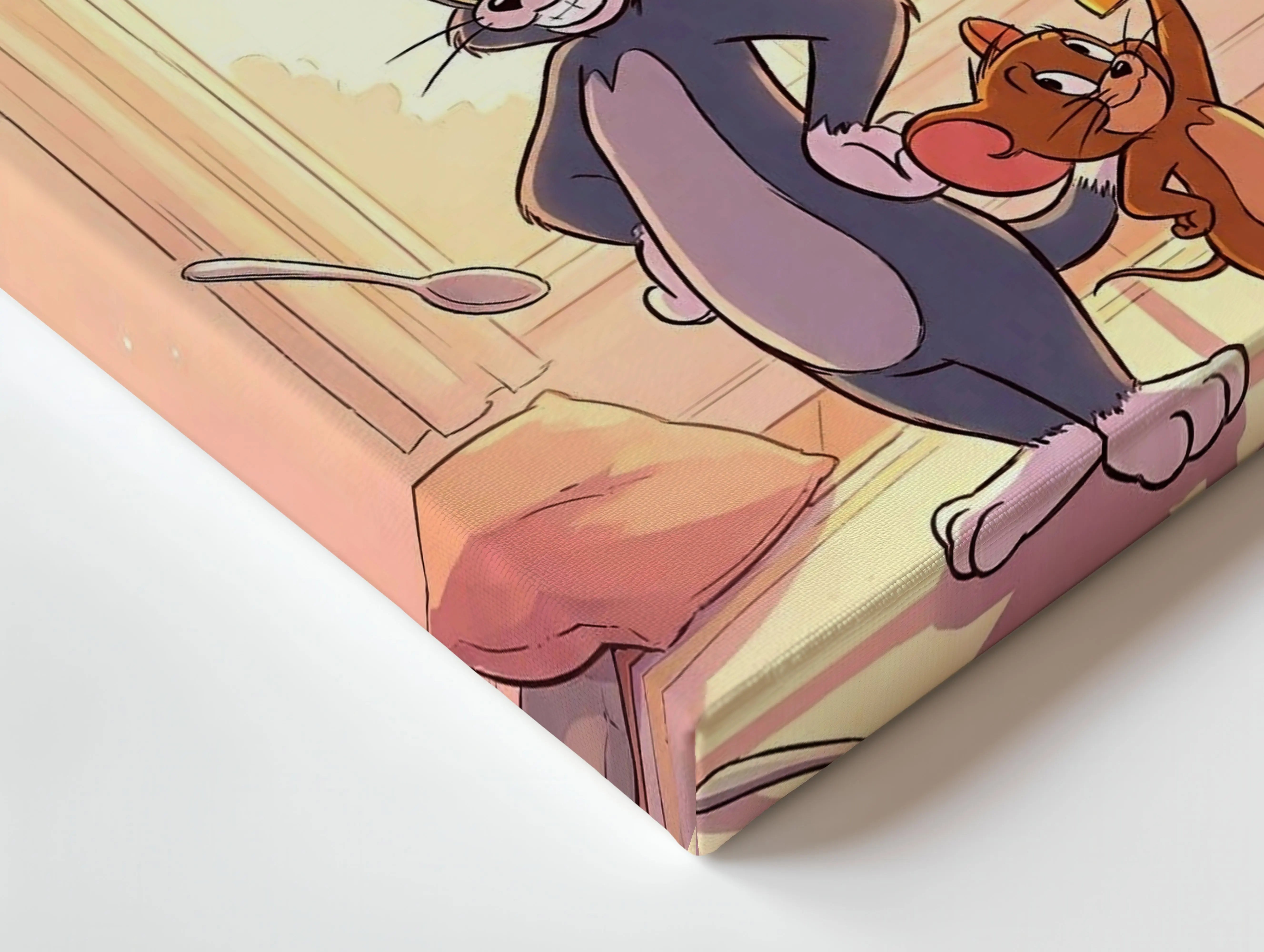 Tom & Jerry Cozy Cartoon Wall Art – Cute Character Canvas Frame | Warm Kids Room Decor Pakistan | IBRELIA™ IBRELIA
