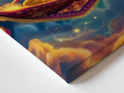 Magic Carpet Night Sky Wall Art – Romantic Fantasy Canvas Frame | Arabian Dream Decor Pakistan | IBRELIA™ IBRELIA