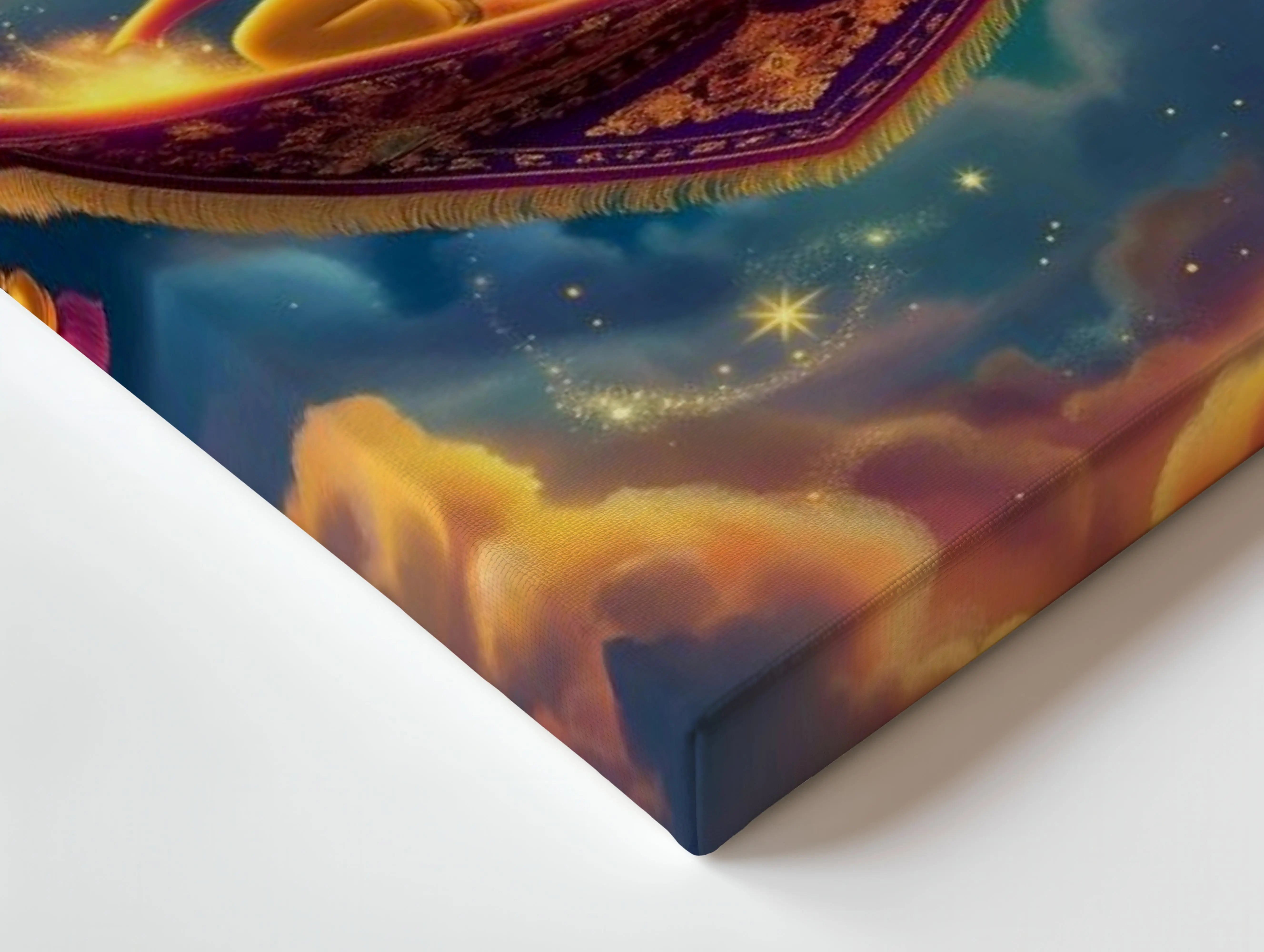 Magic Carpet Night Sky Wall Art – Romantic Fantasy Canvas Frame | Arabian Dream Decor Pakistan | IBRELIA™ IBRELIA