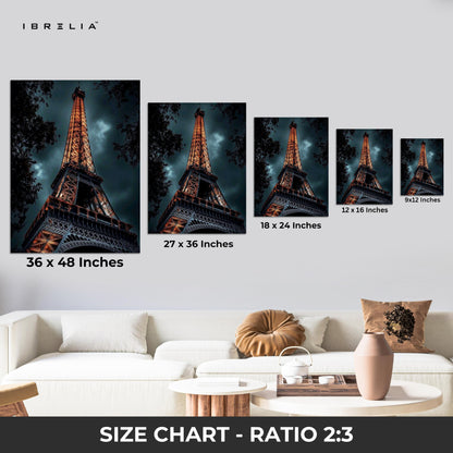 Eiffel Tower Noir Art – Dark Cinematic Paris Cityscape Wall Art | 4K Ultra Wrap Frame Wall Art in Pakistan | IBRELIA™