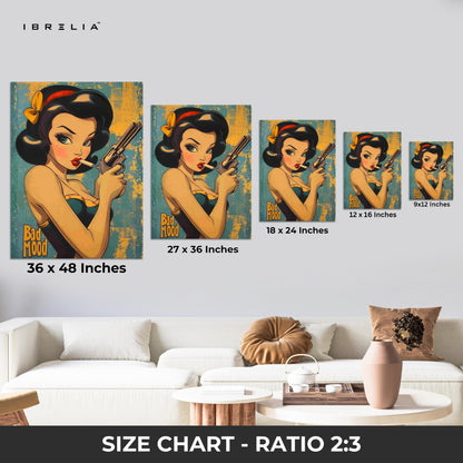Bad Mood Pin-Up Noir – Vintage Femme Fatale Pop Art | 4K Ultra Wrap Frame Wall Art in Pakistan | IBRELIA™
