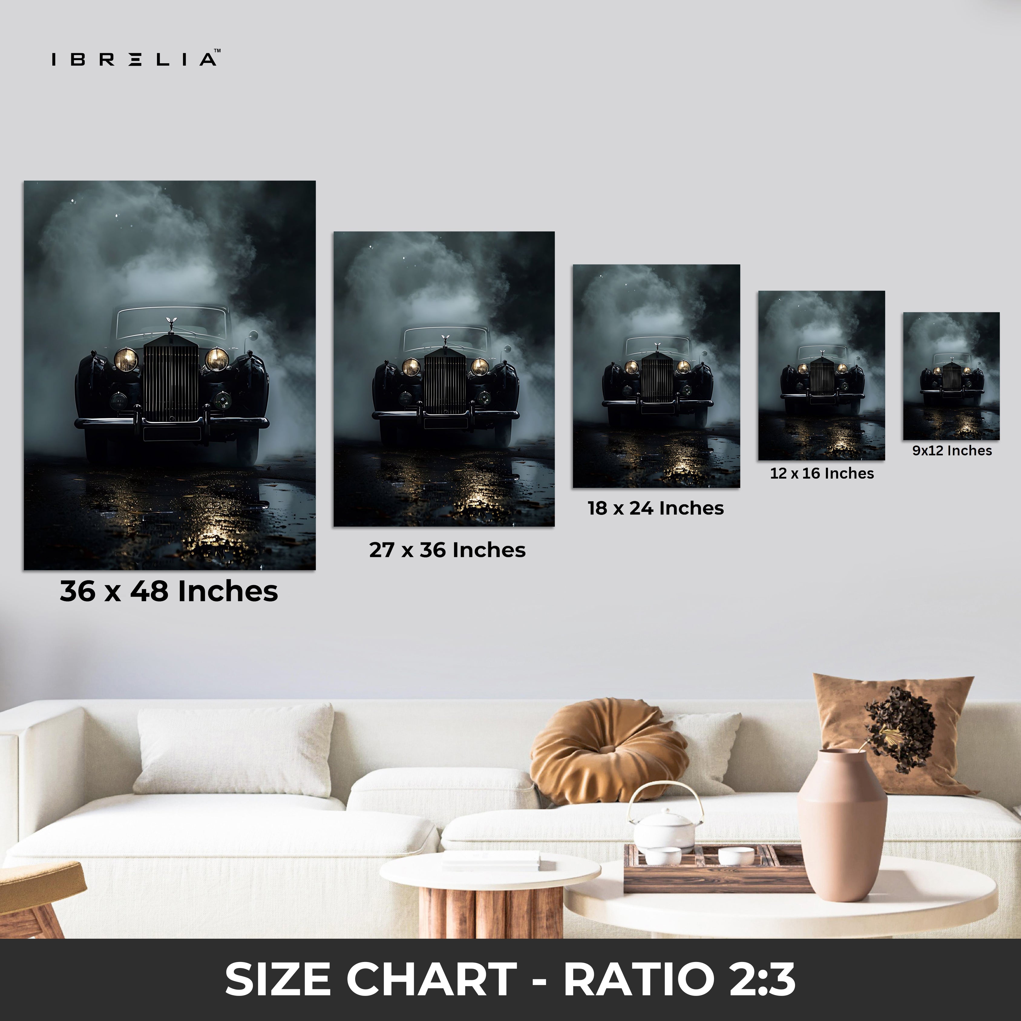 Vintage Noir Elegance – Classic Luxury Car Cinematic Art | 4K Ultra Wrap Frame Wall Art in Pakistan | IBRELIA™