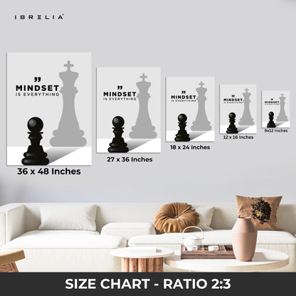 Mindset Is Everything – Minimal Motivational Chess Art | 4K Ultra Wrap Frame Wall Art in Pakistan | IBRELIA™