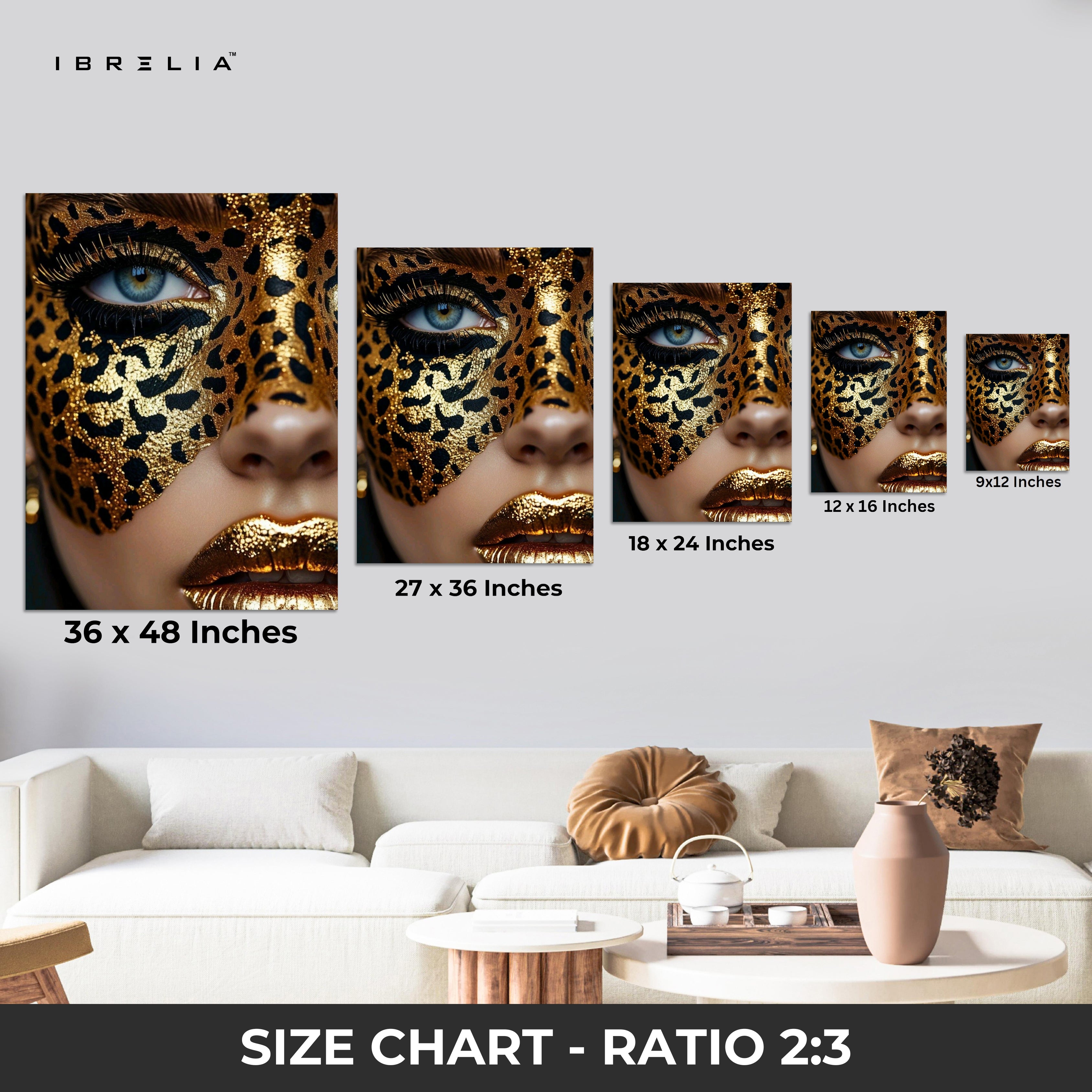 Golden Leopard Mask Beauty Art – 4K Ultra Wrap Frame Wall Art in Pakistan | IBRELIA™