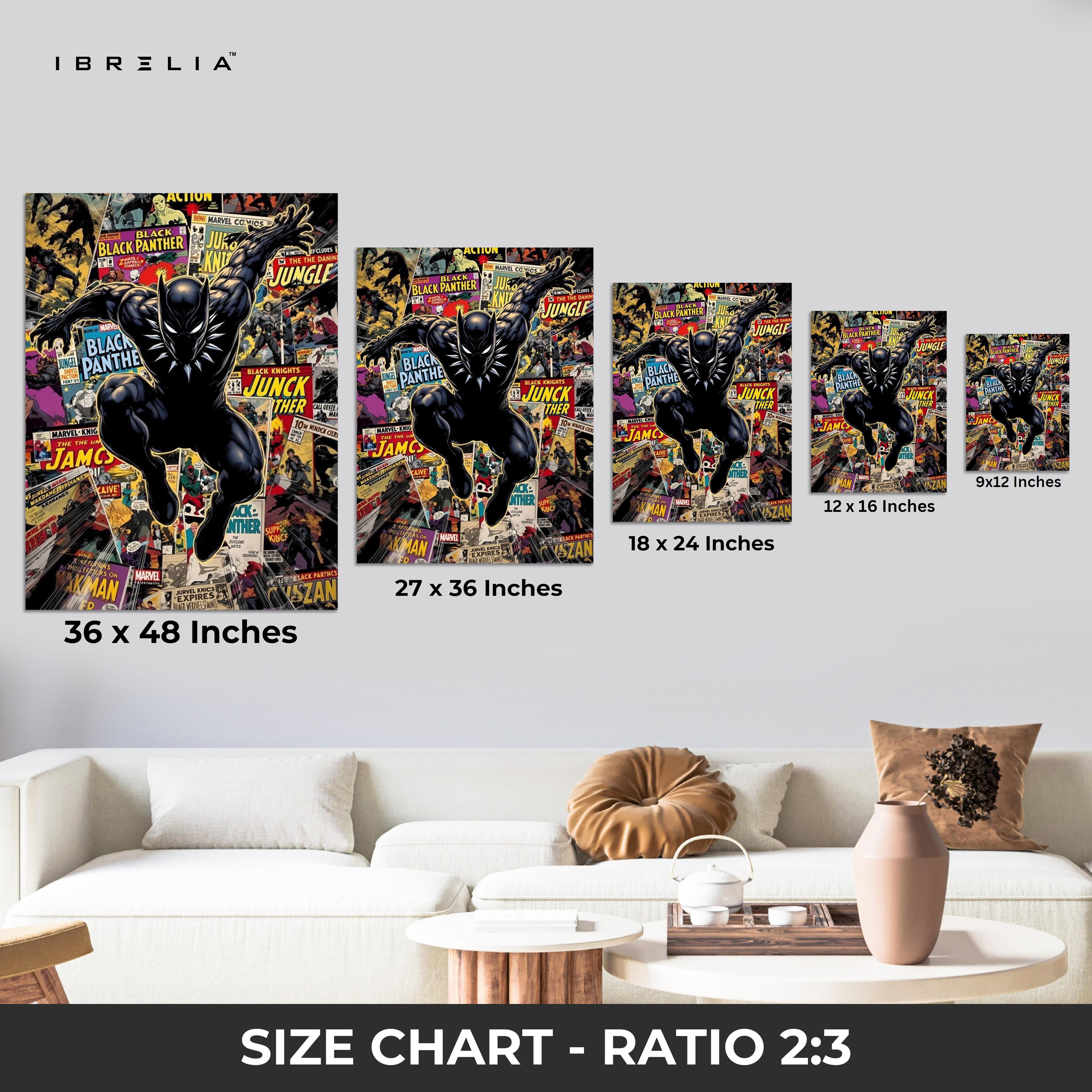 Black Panther Comic Collage Art – 4K Ultra Wrap Frame Wall Art in Pakistan | IBRELIA™