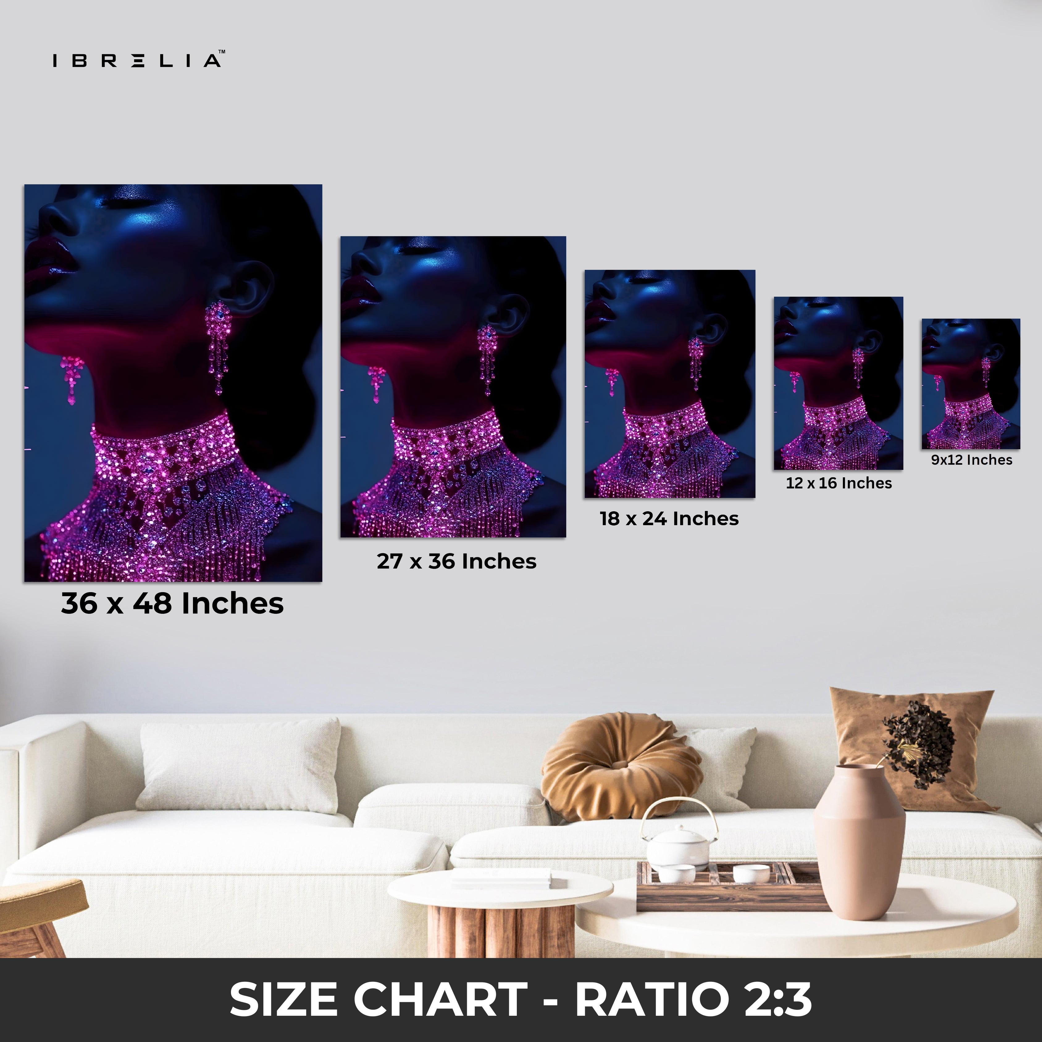 Midnight Amethyst Muse – Luxury Feminine Portrait Art | 4K Ultra Wrap Frame Wall Art in Pakistan | IBRELIA™