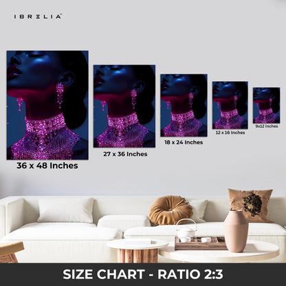 Midnight Amethyst Muse – Luxury Feminine Portrait Art | 4K Ultra Wrap Frame Wall Art in Pakistan | IBRELIA™