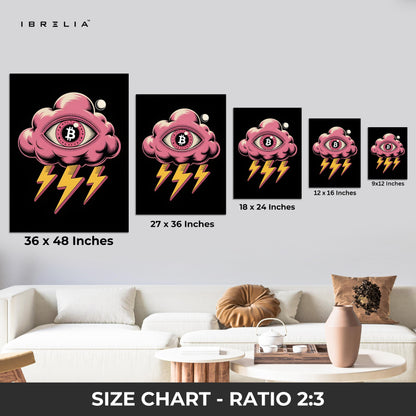 Bitcoin Storm Vision – 4K Ultra Wrap Frame Crypto Pop Art Wall Art | IBRELIA™