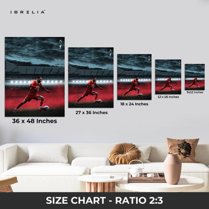 Crimson Night Striker – Cinematic Football Action Art | 4K Ultra Wrap Frame Wall Art in Pakistan | IBRELIA™