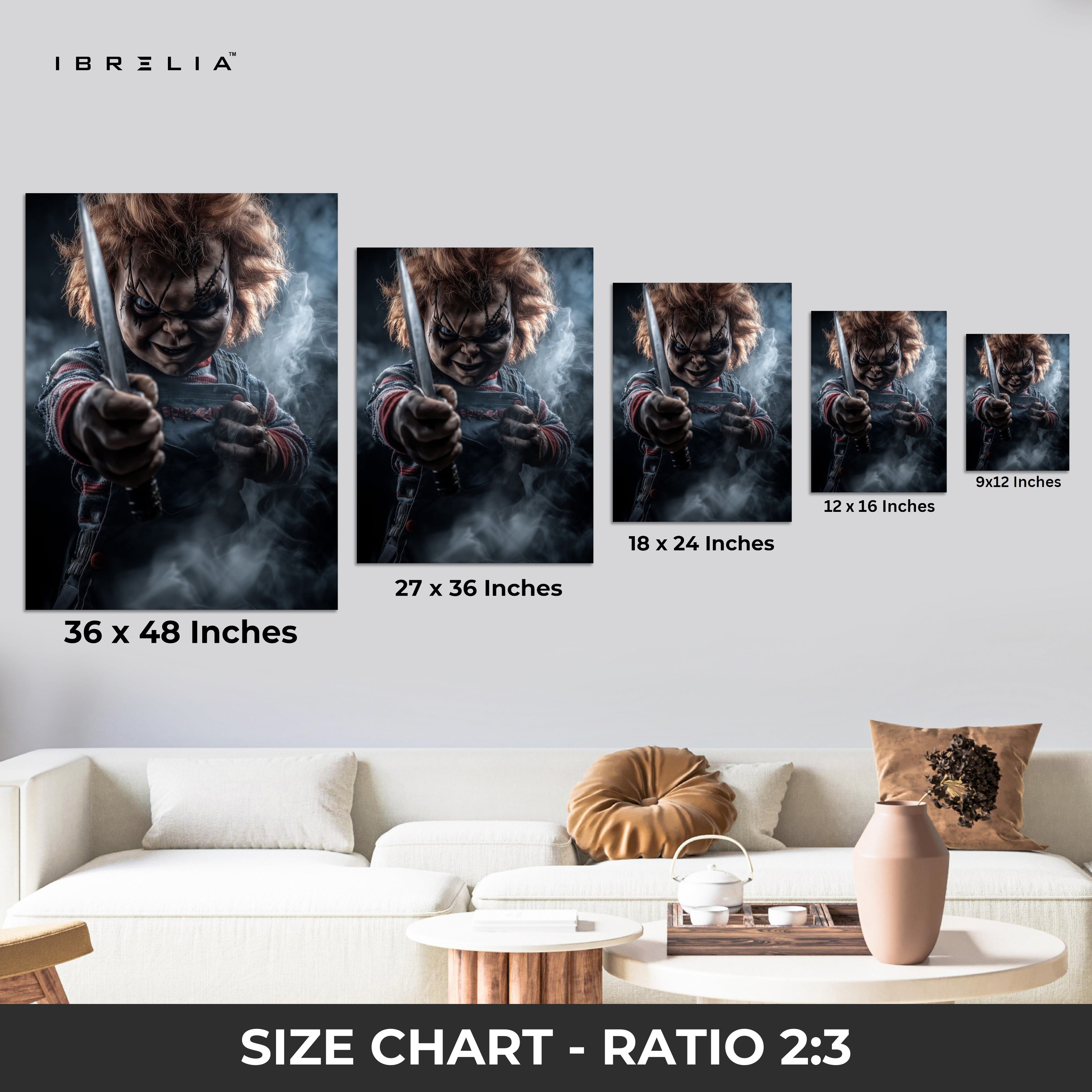 Sinister Doll Standoff – Dark Cinematic Horror Art | 4K Ultra Wrap Frame Wall Art in Pakistan | IBRELIA™