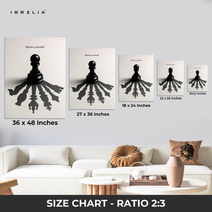 Master Yourself – Minimal Chess Philosophy Art | 4K Ultra Wrap Frame Wall Art in Pakistan | IBRELIA™