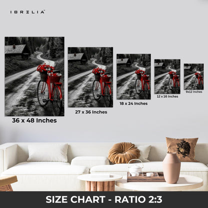 Red Bicycle Countryside Road Art – 4K Ultra Wrap Frame Wall Art in Pakistan | IBRELIA™