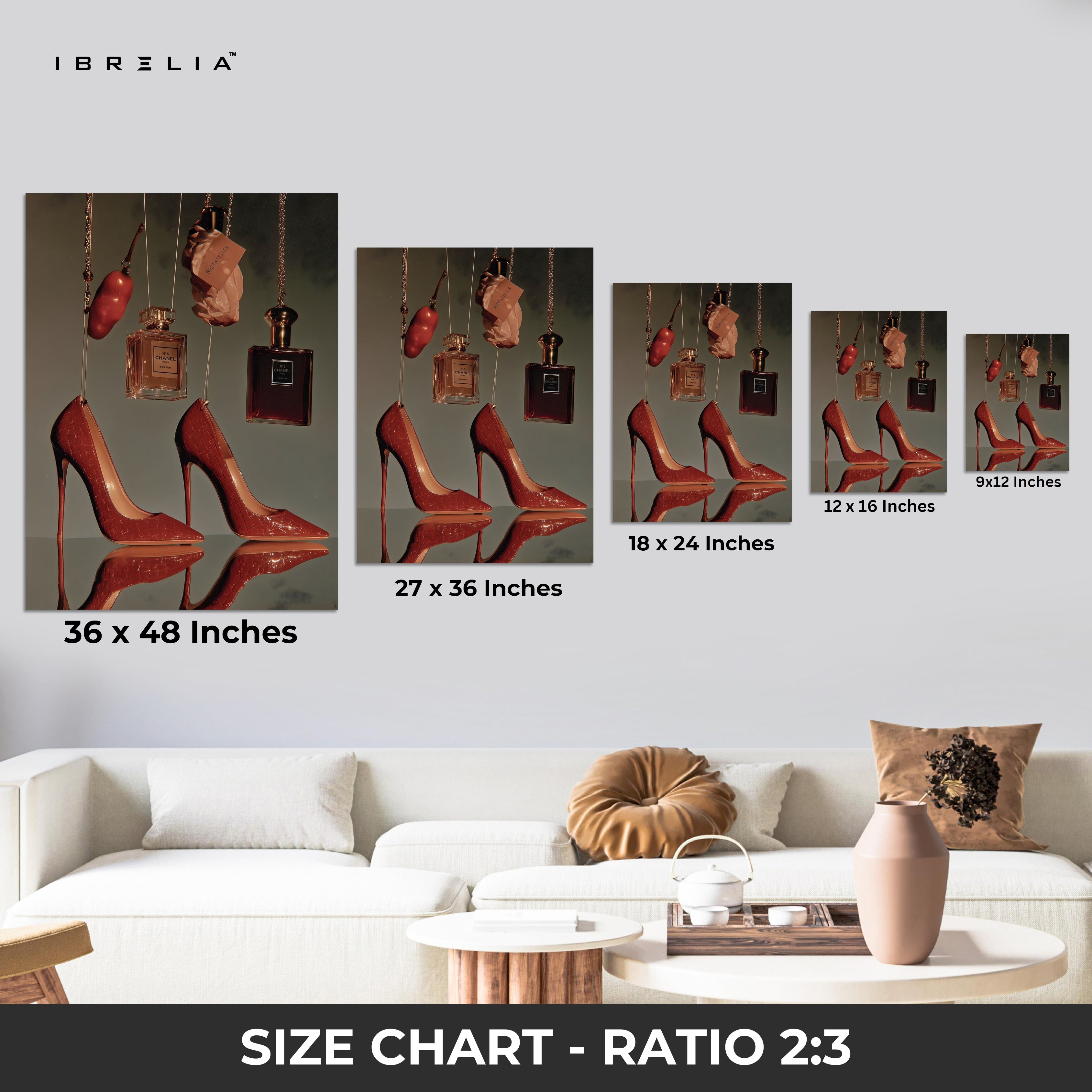 Luxury Heels & Perfume Still Life Art – 4K Ultra Wrap Frame Wall Art in Pakistan | IBRELIA™