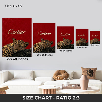 Leopard Prestige Red Art – Luxury Jewelry-Inspired Wild Aesthetic Wall Art | 4K Ultra Wrap Frame Wall Art in Pakistan | IBRELIA™