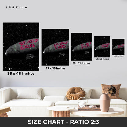 The World Is Yours – Cosmic Graffiti Motivation Art | 4K Ultra Wrap Frame Wall Art in Pakistan | IBRELIA™