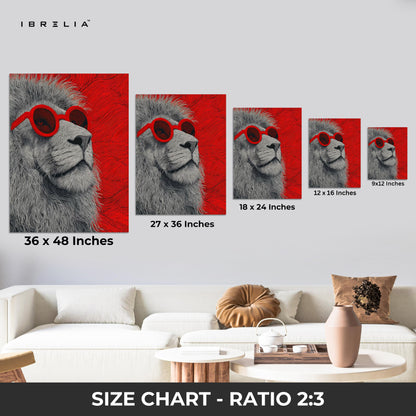 Cool Lion Pop Art with Red Glasses – 4K Ultra Wrap Frame Wall Art in Pakistan | IBRELIA™