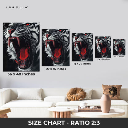Savage Tiger Roar Dark Art – 4K Ultra Wrap Frame Wall Art in Pakistan | IBRELIA™