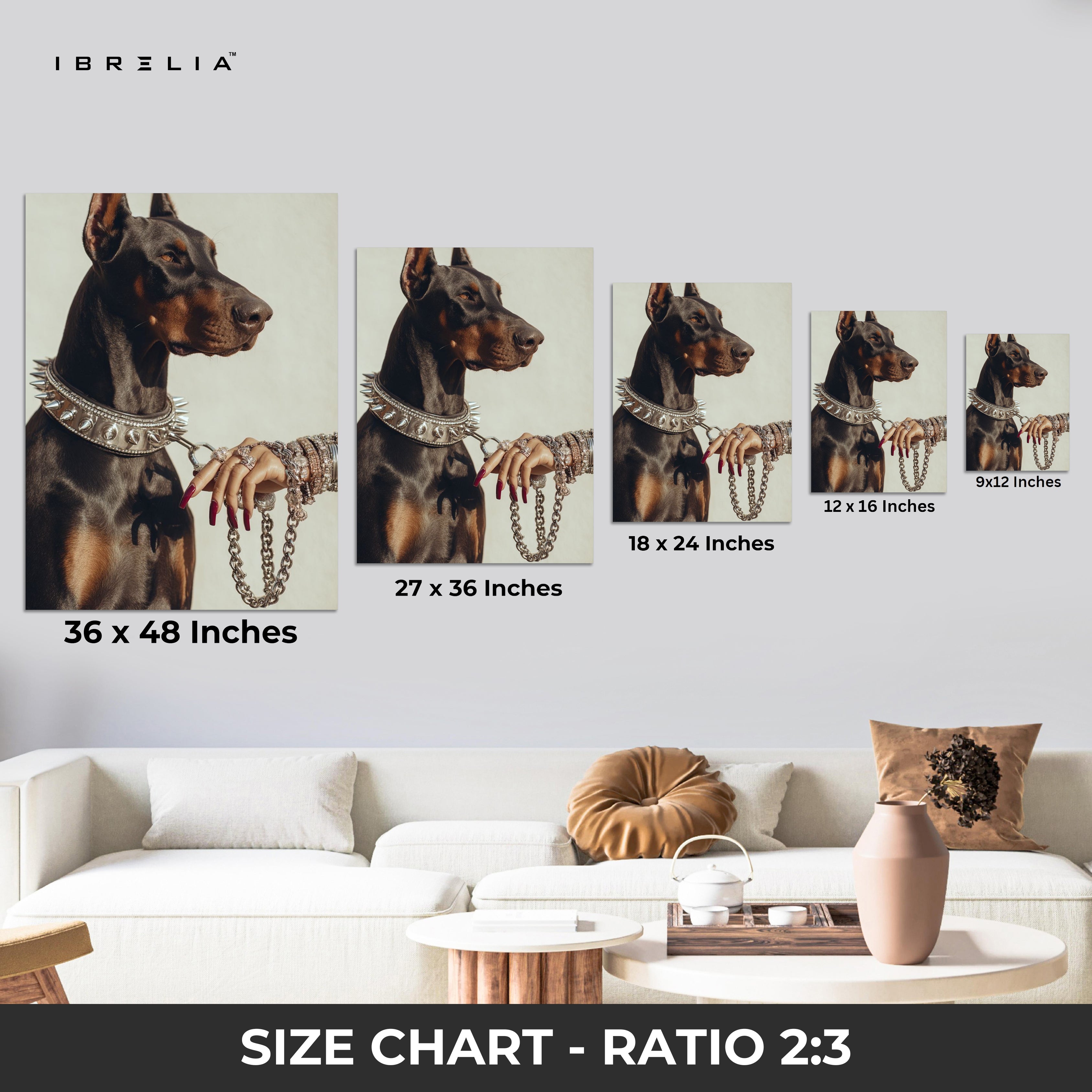 Luxury Doberman with Chain Collar – 4K Ultra Wrap Frame Wall Art in Pakistan | IBRELIA™