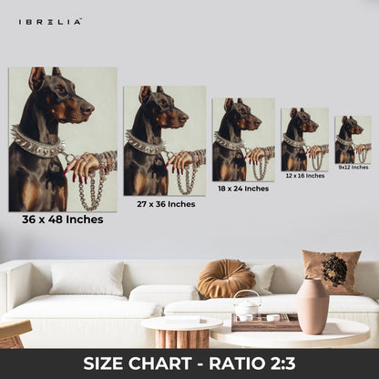 Luxury Doberman with Chain Collar – 4K Ultra Wrap Frame Wall Art in Pakistan | IBRELIA™