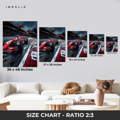 Ferrari F1 Night Track Wall Art – Formula Racing Canvas Frame Pakistan | Motorsport Poster | IBRELIA™ IBRELIA