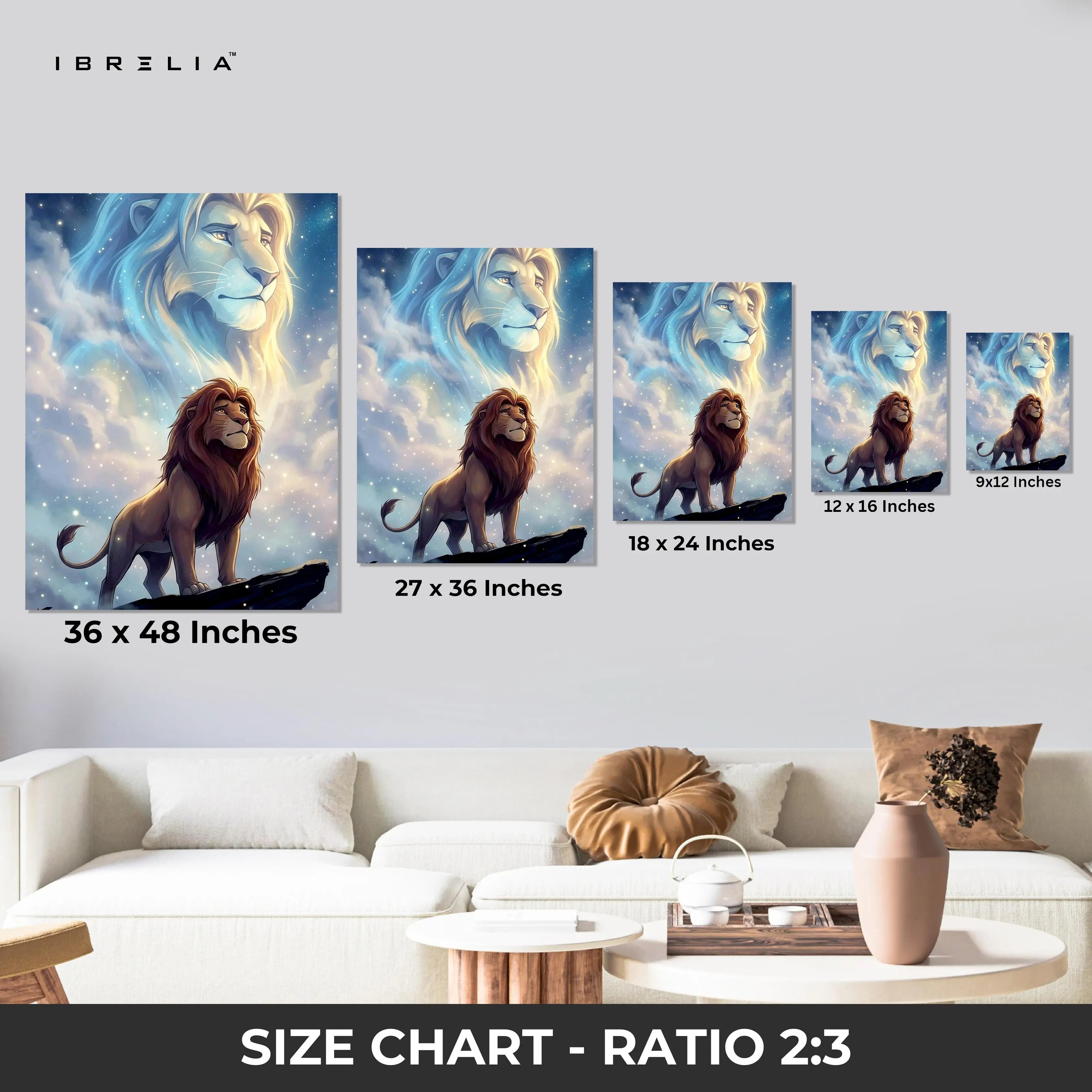 Majestic Lion Spirit Wall Art – King of Jungle Canvas Frame | Powerful Animal Decor Pakistan | IBRELIA™ IBRELIA