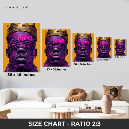 Urban King Graffiti Wall Art – Crown Street Art Poster | Bold Purple King Canvas Frame Pakistan | IBRELIA™ IBRELIA