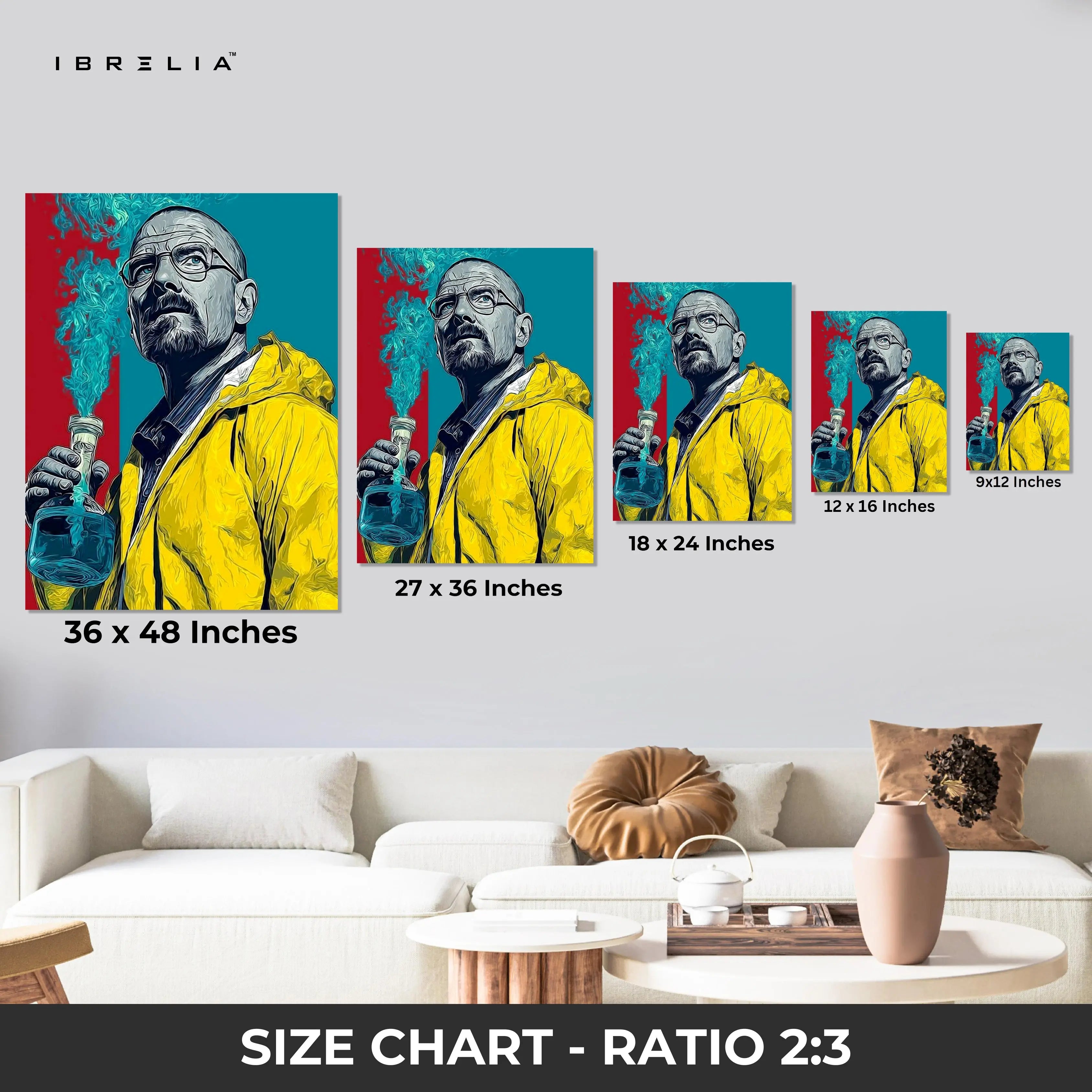 Heisenberg Breaking Bad Wall Art – Walter White Canvas Frame | TV Series Poster Pakistan | IBRELIA™ IBRELIA