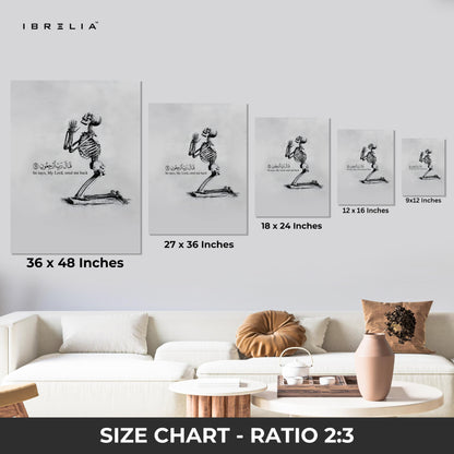 My Lord Send Me Back Art – Islamic Reminder Skeleton | 4K Ultra Wrap Frame Wall Art in Pakistan | IBRELIA™