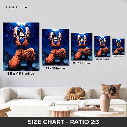 Goku Spirit Bomb Wall Art – Dragon Ball Anime Canvas Frame | Goku Universe Energy Poster Pakistan | IBRELIA™ IBRELIA