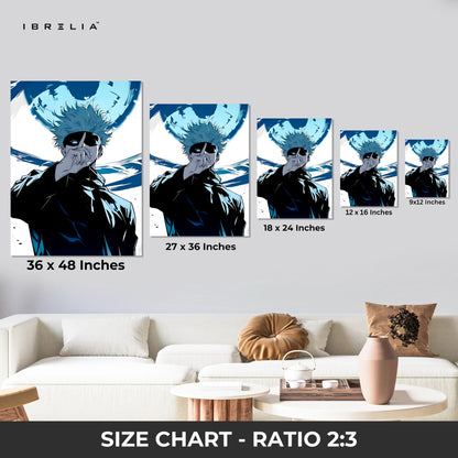 Gojo Satoru Wall Art – Jujutsu Kaisen Anime Canvas Frame | Gojo Infinity Poster Pakistan | IBRELIA™ IBRELIA