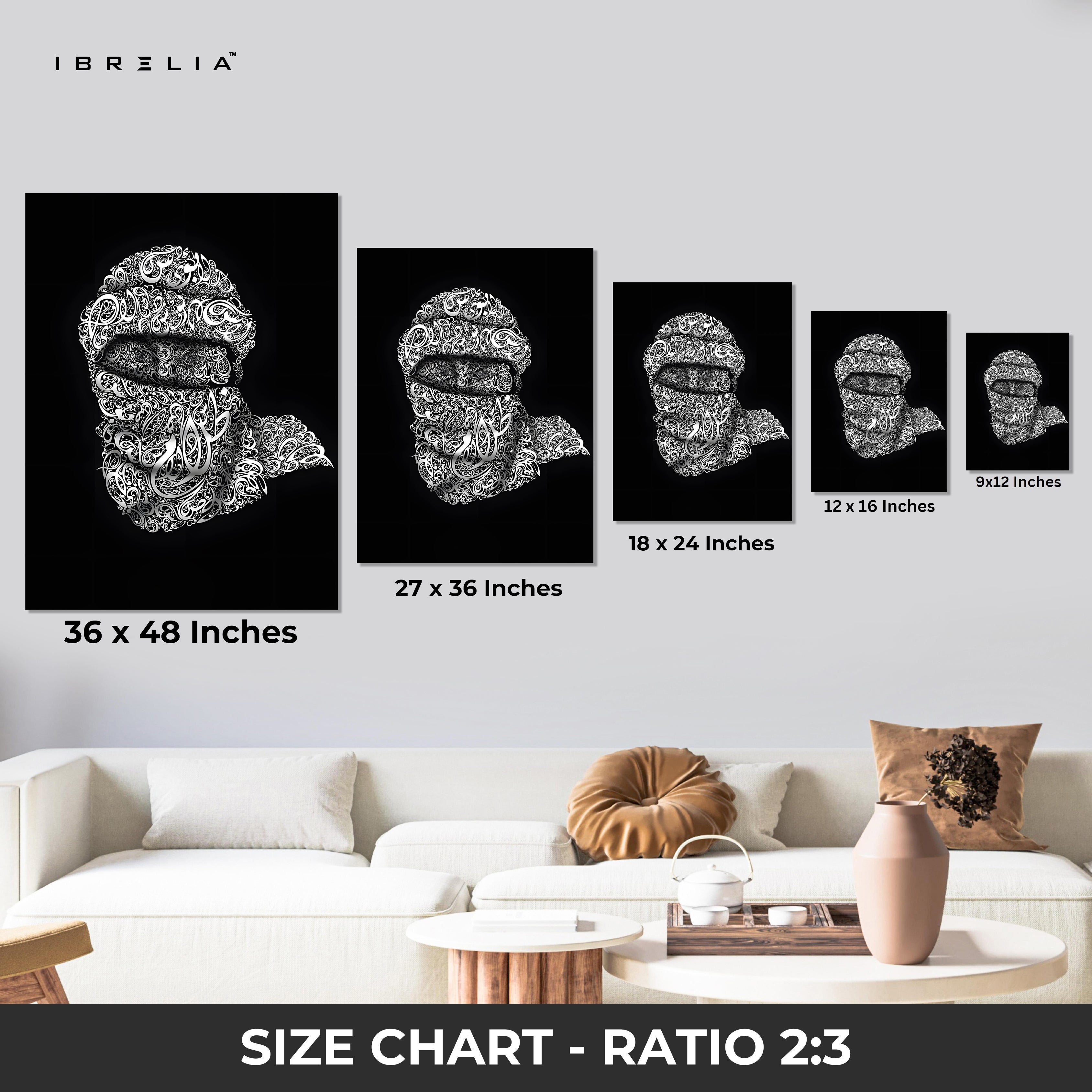 Arabic Calligraphy Keffiyeh Portrait – Islamic Typography Art | 4K Ultra Wrap Frame Wall Art in Pakistan | IBRELIA™