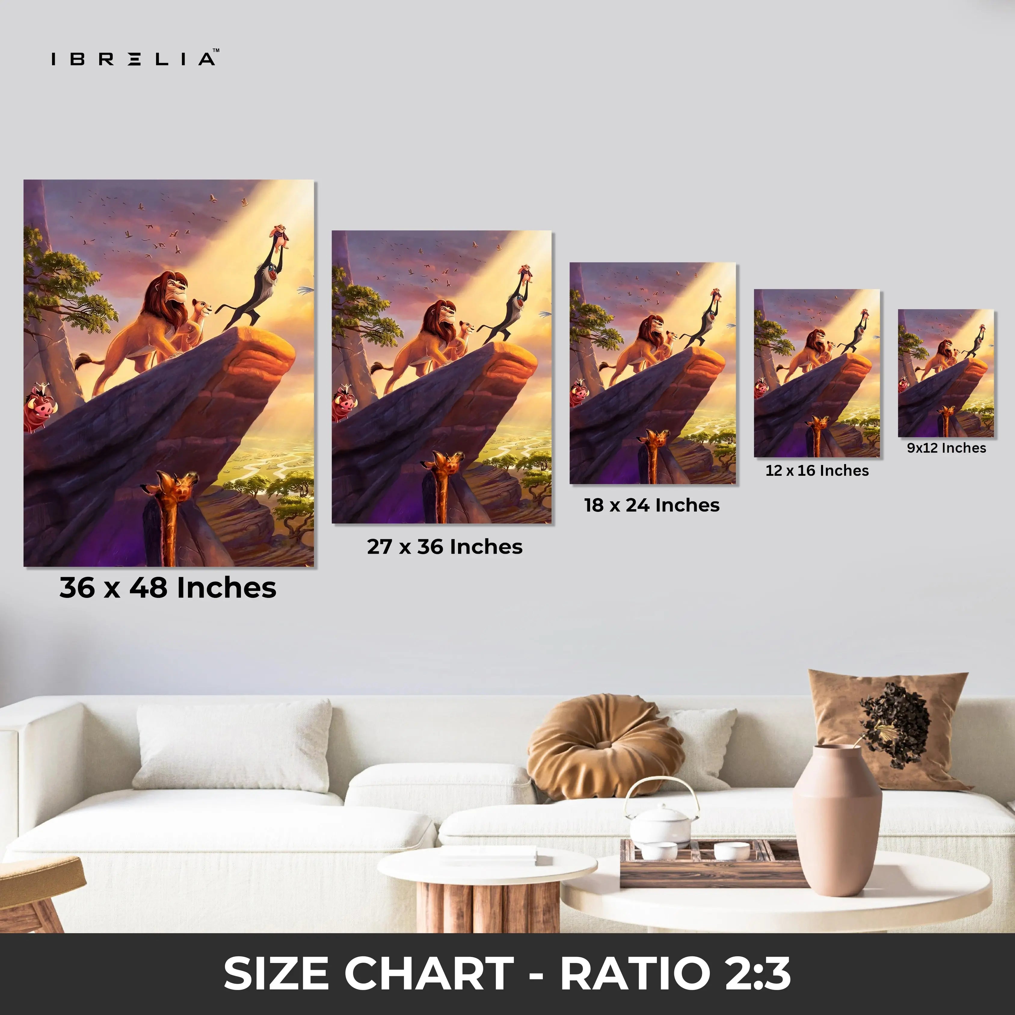 Lion King Pride Rock Wall Art – Iconic Jungle Scene Canvas Frame | Animated Movie Decor Pakistan | IBRELIA™ IBRELIA