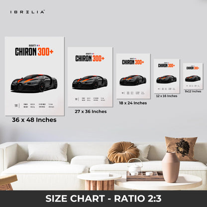 Bugatti Chiron 300+ Minimal Hypercar Wall Art – Luxury Supercar Poster | 4K Ultra Wrap Frame Wall Art in Pakistan | IBRELIA™ IBRELIA