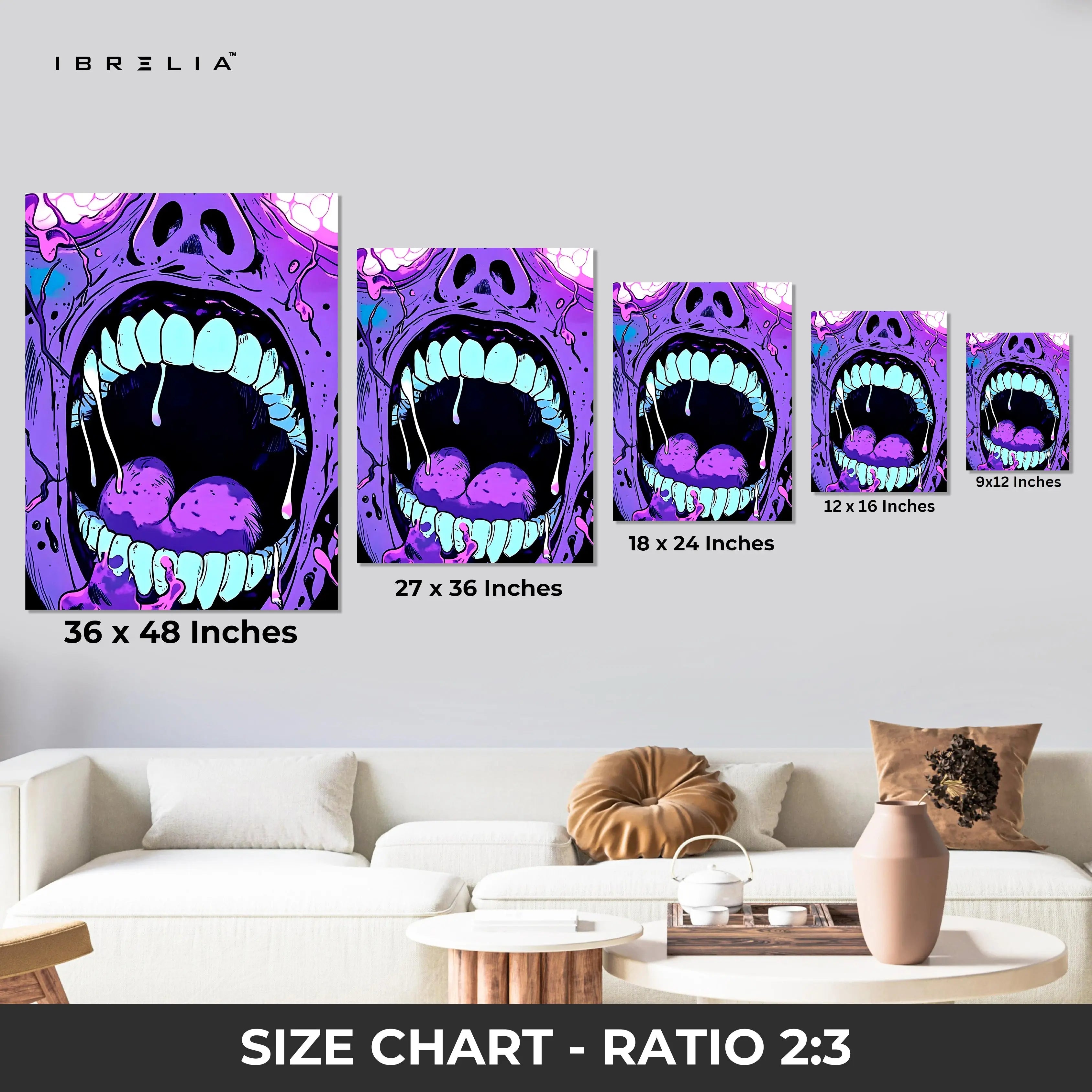 Abstract Neon Scream Wall Art – Urban Graffiti Canvas Frame | Bold Street Art Poster Pakistan | IBRELIA™ IBRELIA