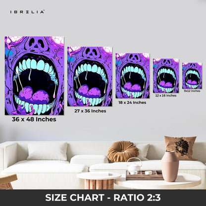Abstract Neon Scream Wall Art – Urban Graffiti Canvas Frame | Bold Street Art Poster Pakistan | IBRELIA™ IBRELIA