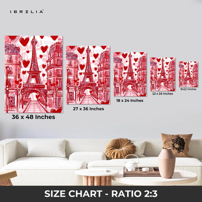 Paris Eiffel Tower Love Wall Art – Romantic Red Canvas Frame | Paris Aesthetic Poster Pakistan | IBRELIA™ IBRELIA