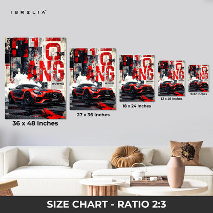 Mercedes AMG Street Racing Wall Art – Performance Car Canvas Frame Pakistan | Luxury Car Poster | IBRELIA™ IBRELIA