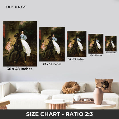 Royal Equestrian Elegance Art – Vintage Classic Lady on Horse Painting Wall Art | 4K Ultra Wrap Frame Wall Art in Pakistan | IBRELIA™ IBRELIA