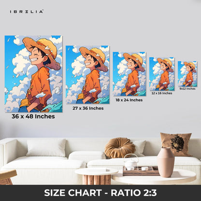 Monkey D. Luffy Smile Wall Art – One Piece Anime Canvas Frame | Luffy Straw Hat Poster Pakistan | IBRELIA™ IBRELIA