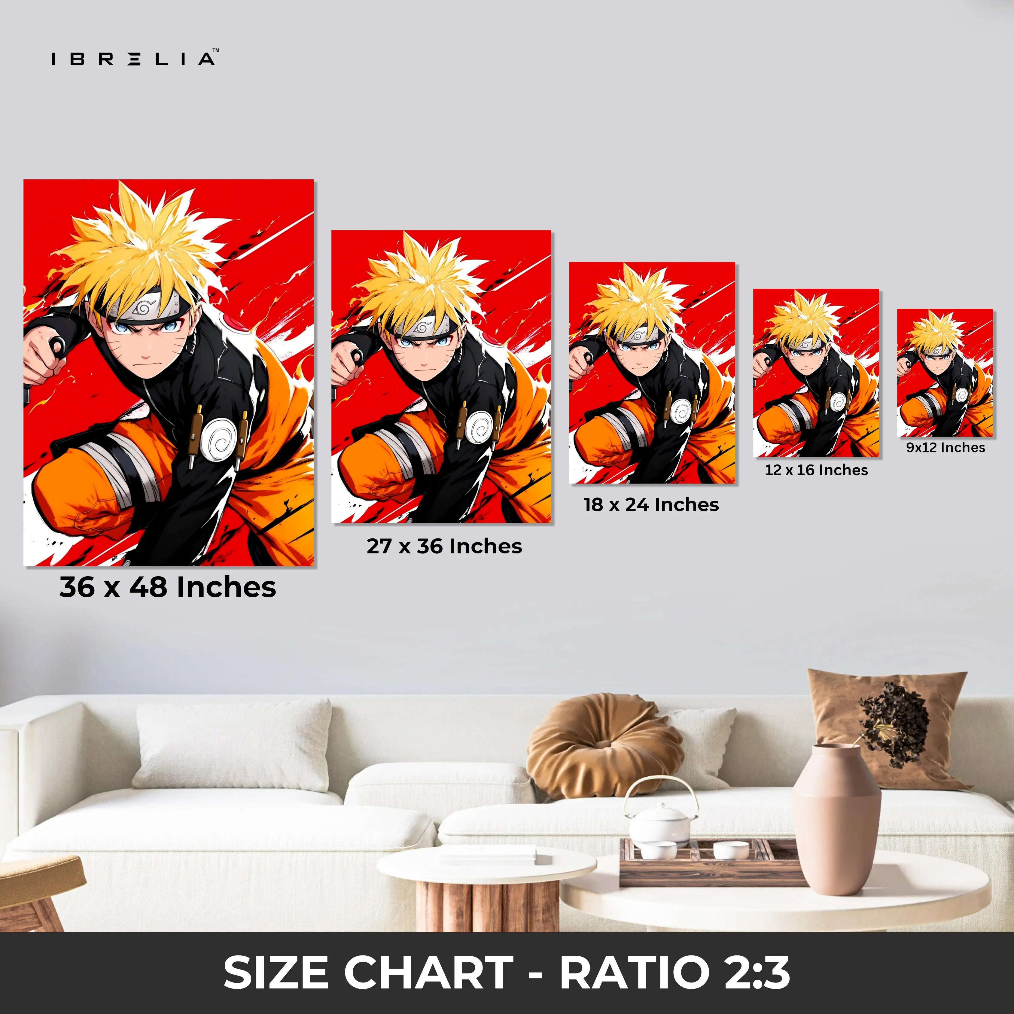Naruto Action Wall Art – Anime Battle Canvas Frame | Naruto Uzumaki Poster Pakistan | IBRELIA™ IBRELIA
