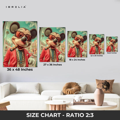 Luxury Mickey Mouse Wall Art – Mafia Style Cartoon Canvas Frame | Premium Street Art Decor Pakistan | IBRELIA™ IBRELIA