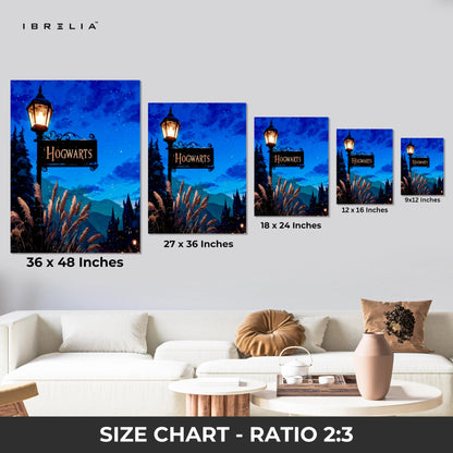 Hogwarts Night Wall Art – Magical Harry Potter Inspired Canvas Frame | Fantasy Castle Poster Pakistan | IBRELIA™ IBRELIA